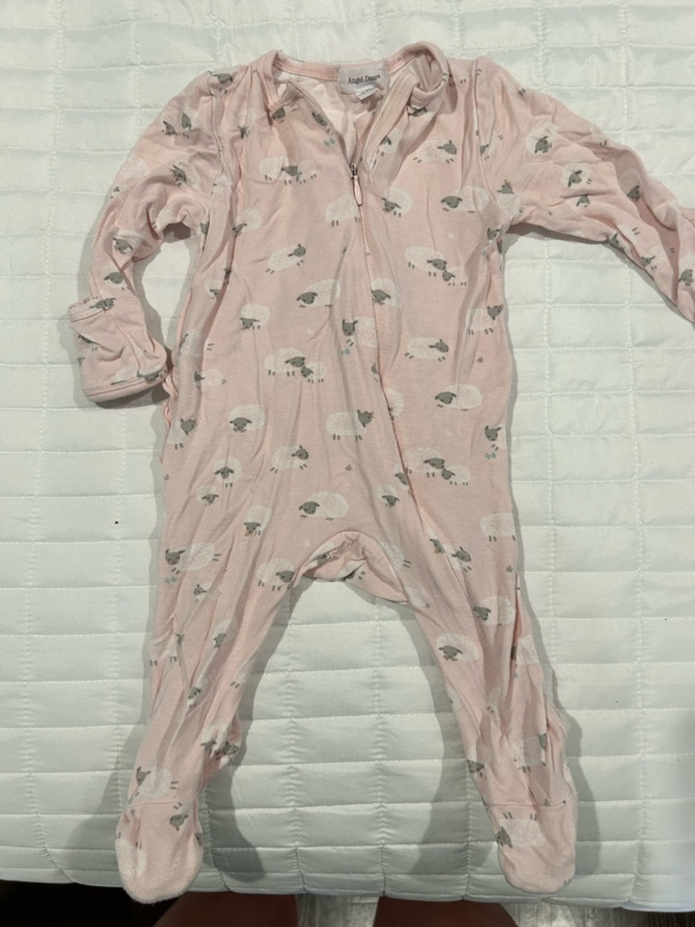 Angel Dear Pink Footed One-Piece with Sheep Print